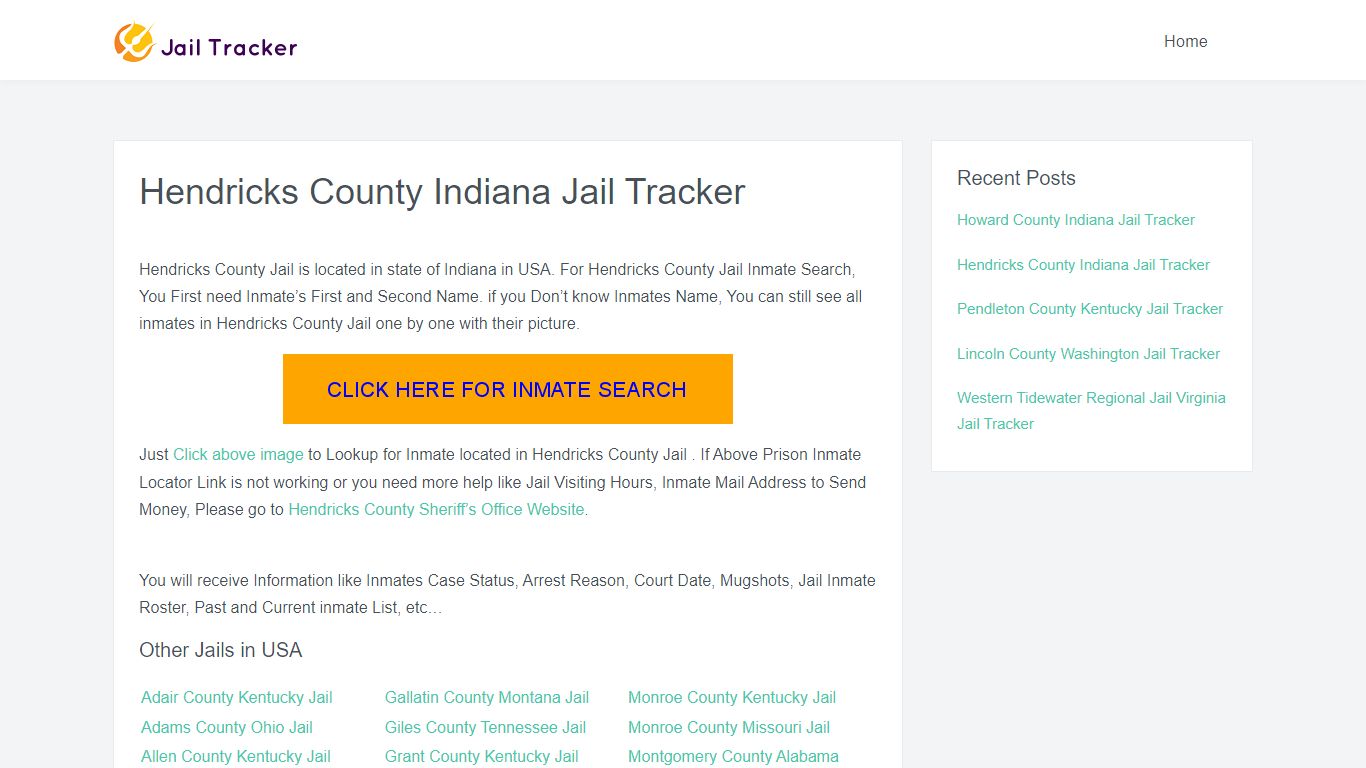 Hendricks County Indiana Jail Tracker - Inmate Search Online